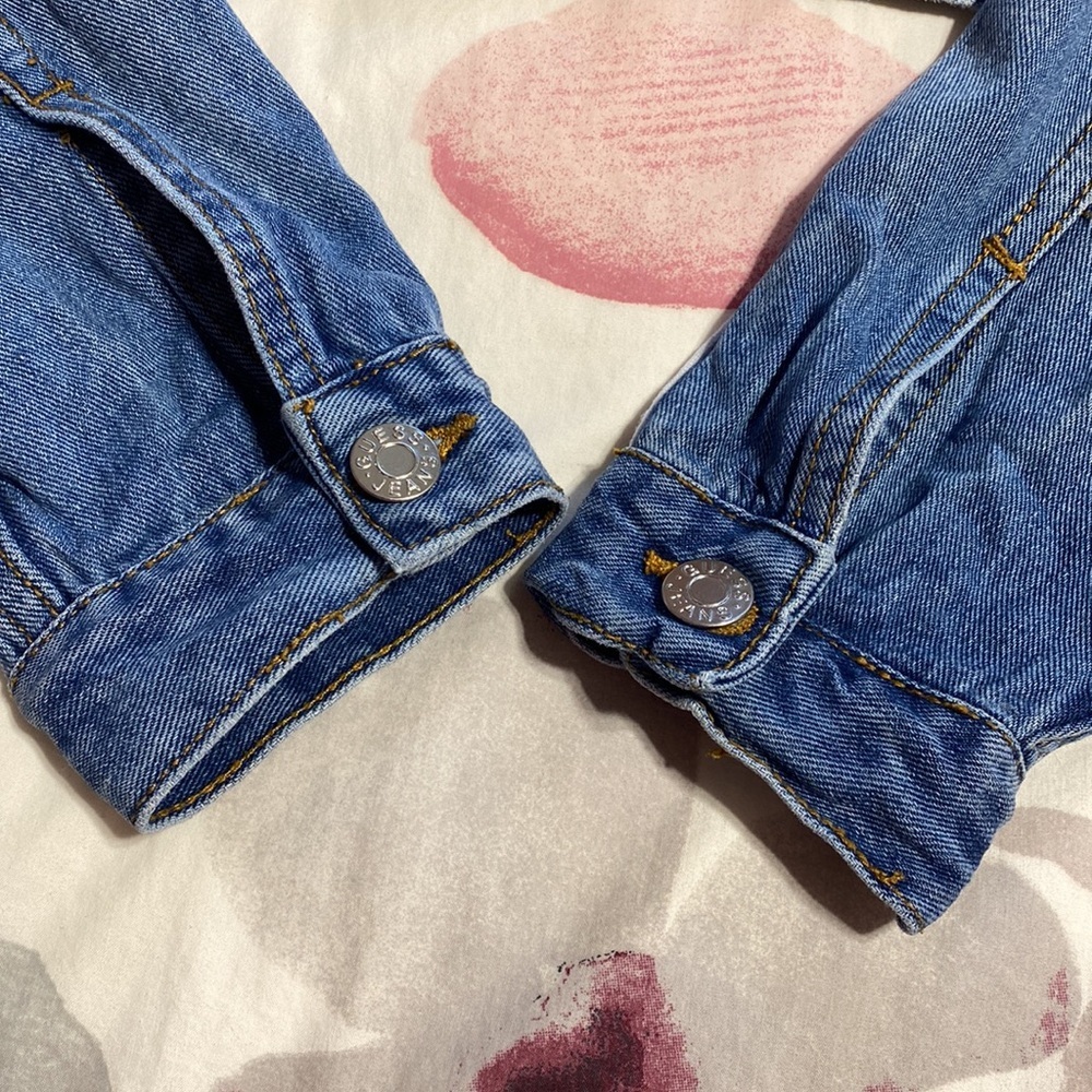 Guess Cropped Blue and Red Jean Jacket Size Small - Picture 7 of 8